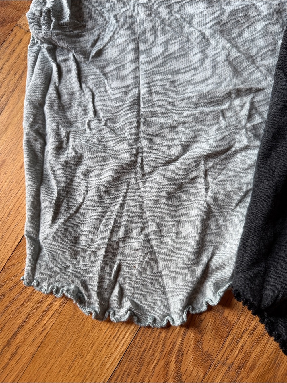 Free People Short-Sleeve Ribbed Crewneck Tee - Black & Light Blue distressed - Picture 3 of 5